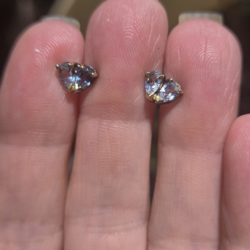 Blue Topaz Natural Sterling Rhodium & Gold Stud Earrings